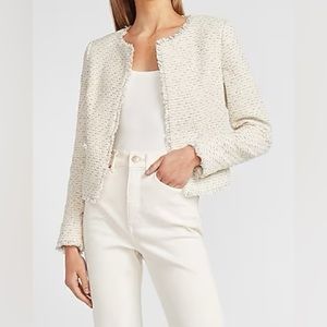 NWT EXPRESS Tweed Fringe Trim Jacket